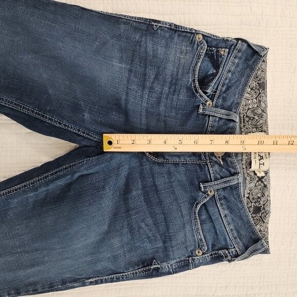 Ariat Real Denim Women's Jeans Size 28R Med Wash Flair Leg Raw Hem Heavy Stitch - Picture 6 of 16